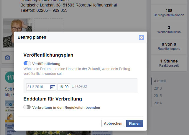 Facebook-Beiträge planen step 2